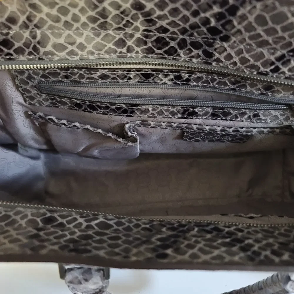 Michael Michael Kors Grey Snake Embossed Leather Medium Selma Tote